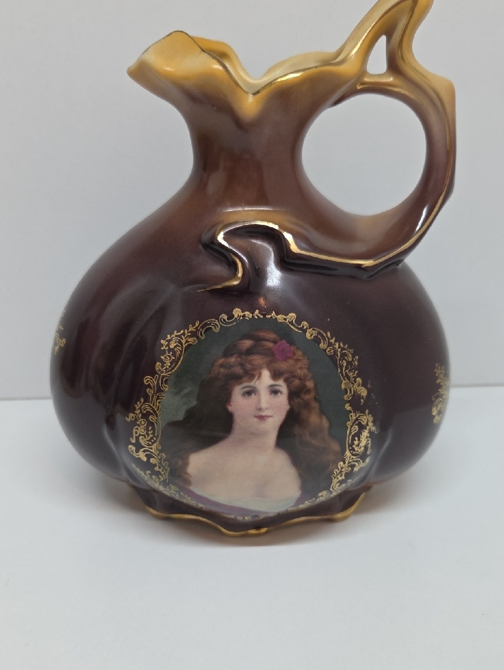 Vintage Jungfrau Porzellan Portrait Vase or Pitcher